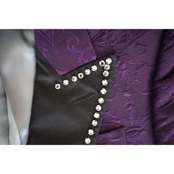 Gucci Men's Sz 44 Purple Embellished Wool Brocade Jacquard Evening Jacket - Picture 7 of 14